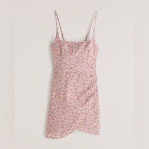Abercrombie and Fitch Pink Floral Scoop Neck Wrap Mini Dress